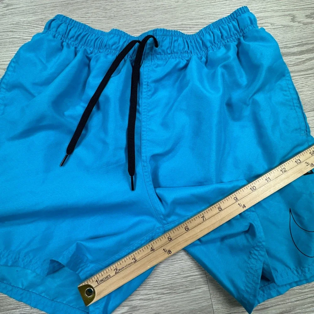 Nike Men's Swim Trunks Blue Medium Mesh Lined Board Shorts Swoosh Logo